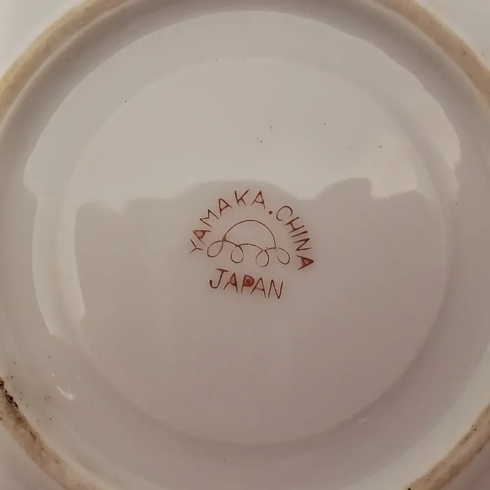 Gold China made in Japan‎ Moss Rose 2 dessert plates 1 Yakama China saucer